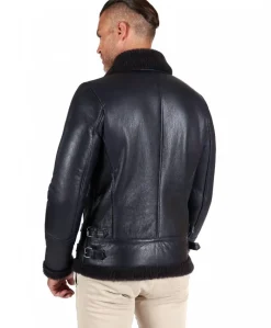 Uomo D'Arienzo Peter - Montone blu Shearling biker uomo collo camicia con fibbia