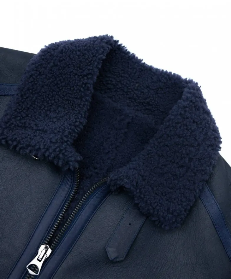 Uomo D'Arienzo Peter - Montone blu Shearling biker uomo collo camicia con fibbia
