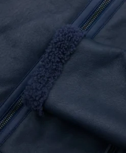 Uomo D'Arienzo Peter - Montone blu Shearling biker uomo collo camicia con fibbia