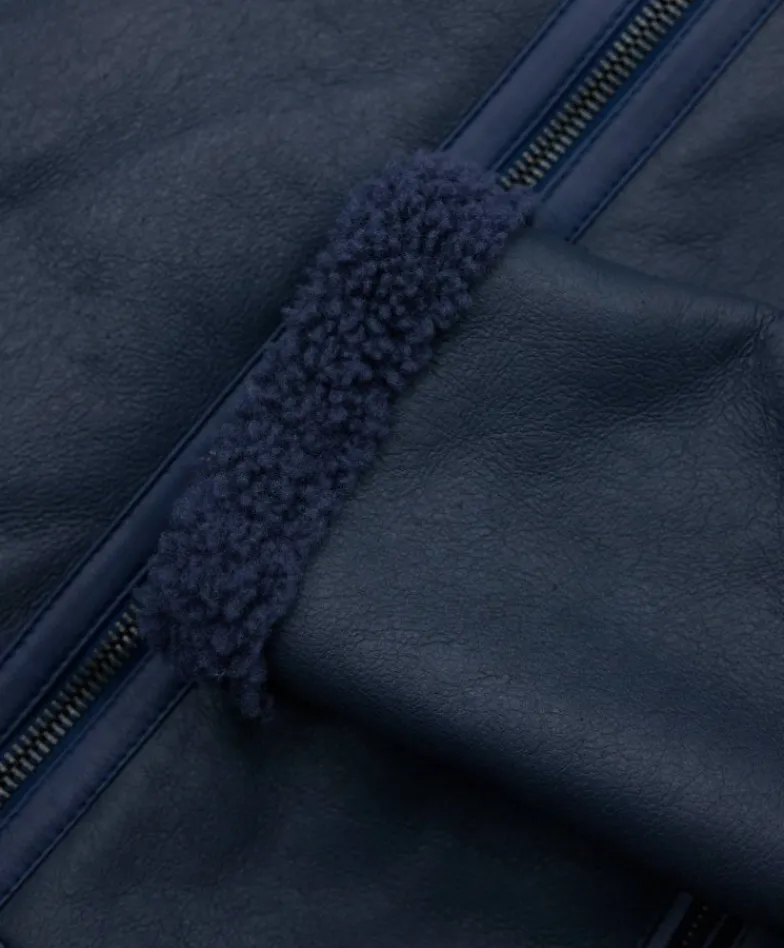 Uomo D'Arienzo Peter - Montone blu Shearling biker uomo collo camicia con fibbia