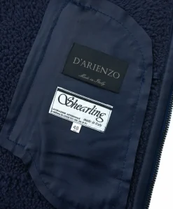 Uomo D'Arienzo Peter - Montone blu Shearling biker uomo collo camicia con fibbia