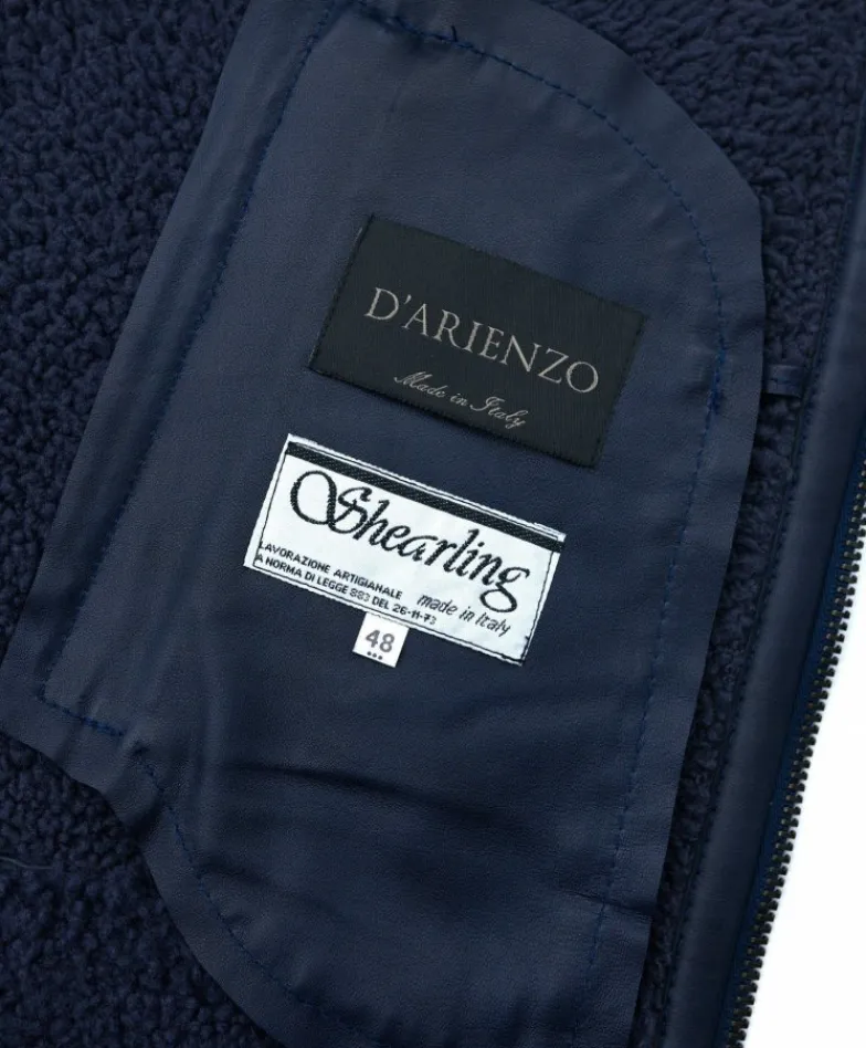 Uomo D'Arienzo Peter - Montone blu Shearling biker uomo collo camicia con fibbia