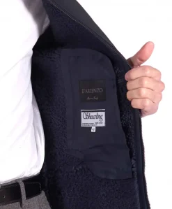 Uomo D'Arienzo Peter - Montone blu Shearling biker uomo collo camicia con fibbia