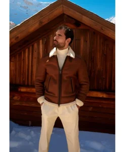 Uomo D'Arienzo Peter - Montone cuoio Shearling biker uomo collo camicia con fibbia