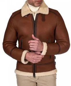 Uomo D'Arienzo Peter - Montone cuoio Shearling biker uomo collo camicia con fibbia