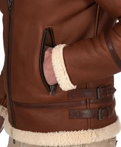 Uomo D'Arienzo Peter - Montone cuoio Shearling biker uomo collo camicia con fibbia