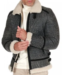 Uomo D'Arienzo Peter - Montone safari Shearling biker uomo collo camicia con fibbia