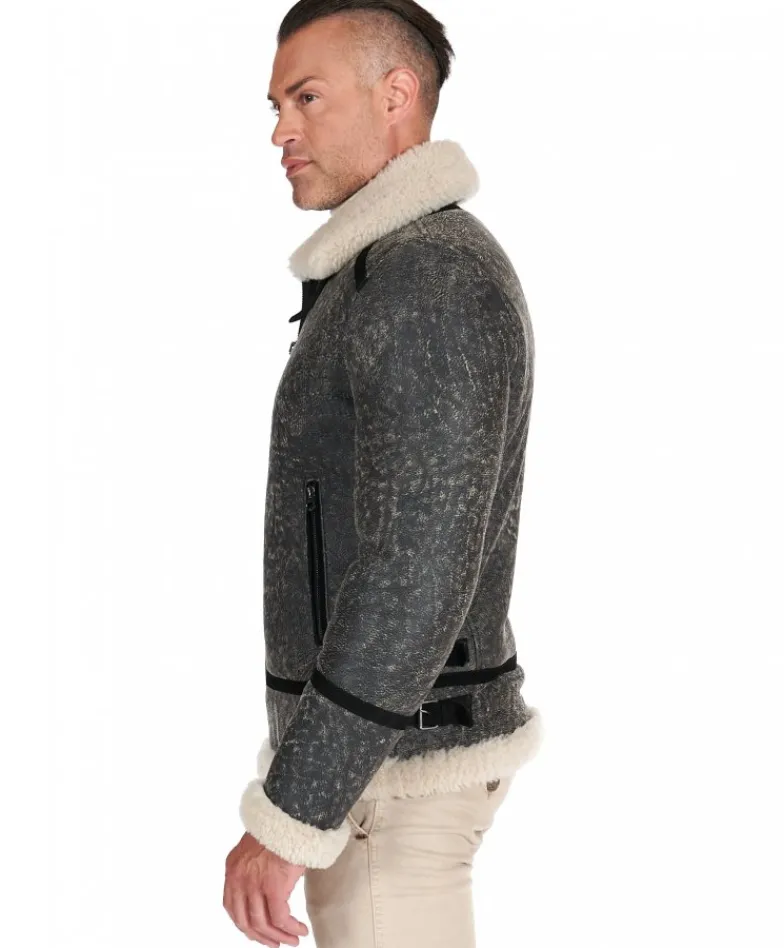 Uomo D'Arienzo Peter - Montone safari Shearling biker uomo collo camicia con fibbia