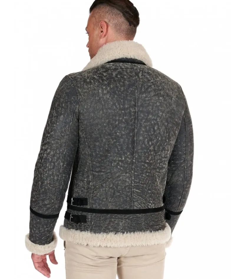 Uomo D'Arienzo Peter - Montone safari Shearling biker uomo collo camicia con fibbia