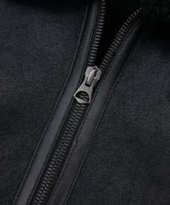 Uomo D'Arienzo Peter - Montone Shearling nero biker uomo collo camicia con fibbia
