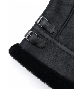 Uomo D'Arienzo Peter - Montone Shearling nero biker uomo collo camicia con fibbia