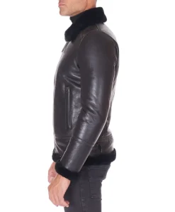 Uomo D'Arienzo Peter - Montone Shearling nero biker uomo collo camicia con fibbia