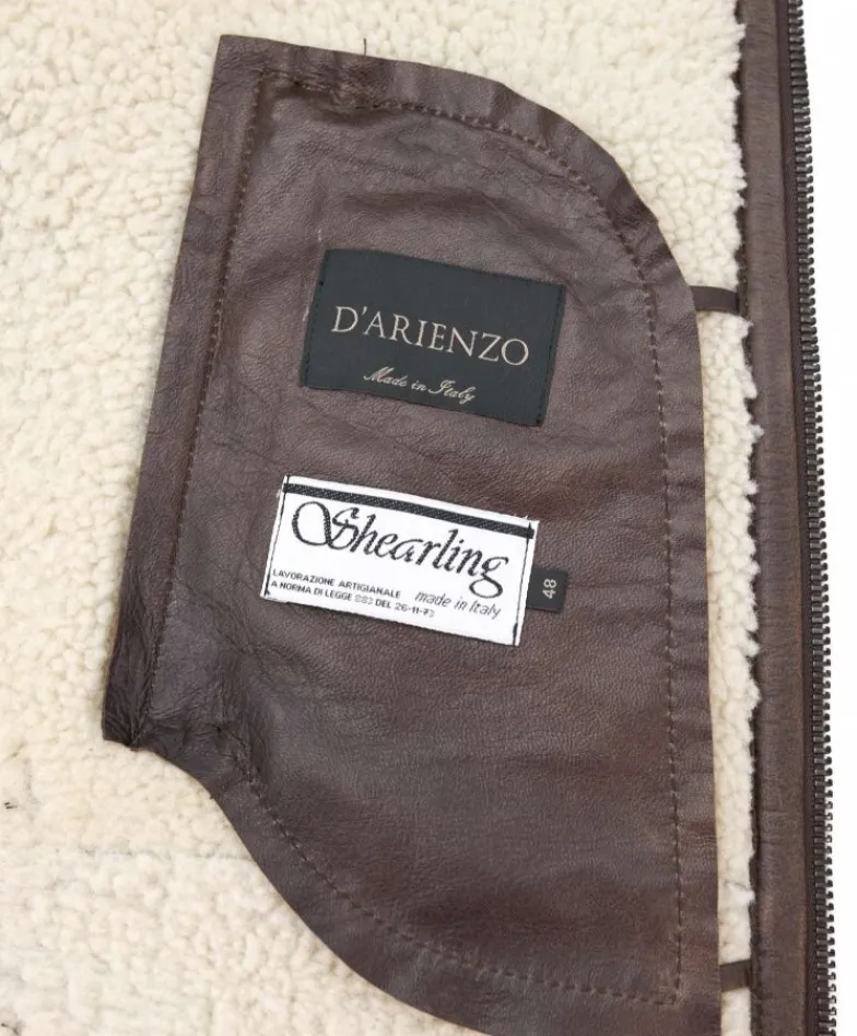 Uomo D'Arienzo Peter - Montone Shearling testa di moro biker uomo collo camicia con fibbia