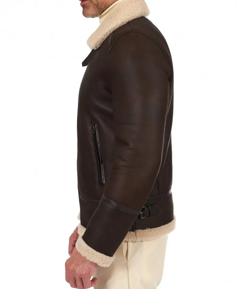 Uomo D'Arienzo Peter - Montone Shearling testa di moro biker uomo collo camicia con fibbia