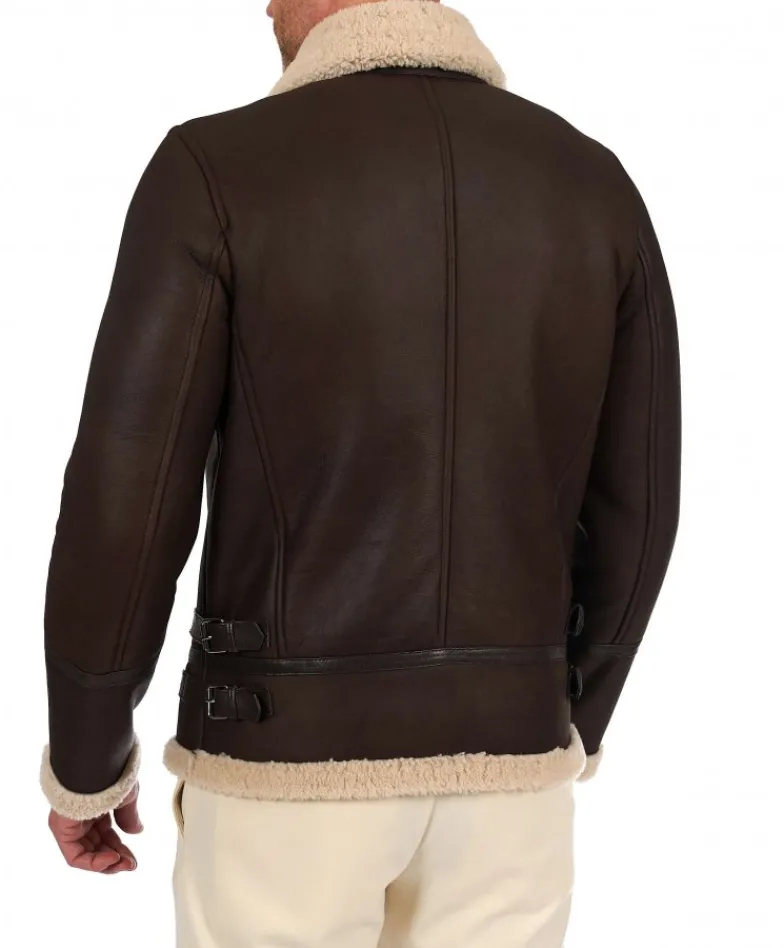Uomo D'Arienzo Peter - Montone Shearling testa di moro biker uomo collo camicia con fibbia