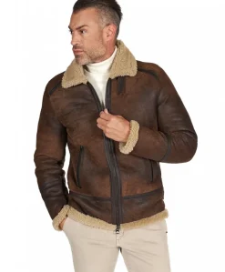 Uomo D'Arienzo Peter - Montone Shearling testa di moro uomo collo camicia con fibbia