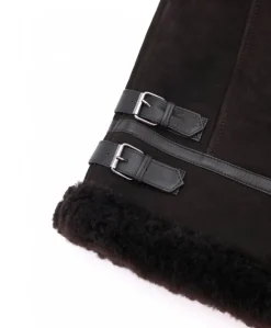 Uomo D'Arienzo Peter - Montone Shearling scamosciato testa di moro uomo collo camicia con fibbia