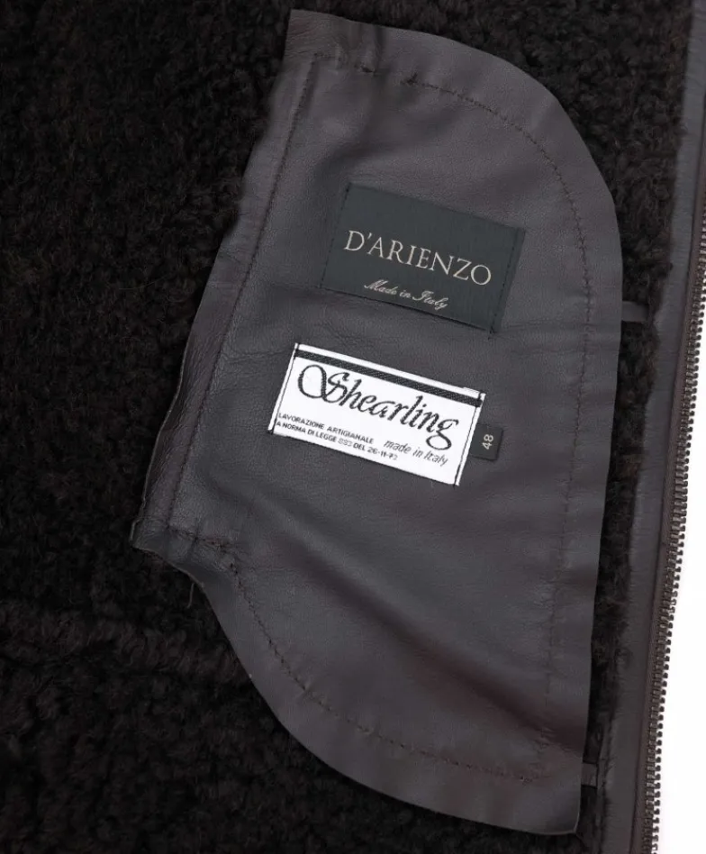 Uomo D'Arienzo Peter - Montone Shearling scamosciato testa di moro uomo collo camicia con fibbia