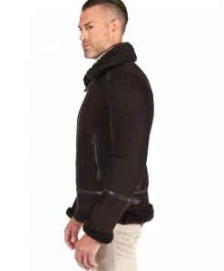 Uomo D'Arienzo Peter - Montone Shearling scamosciato testa di moro uomo collo camicia con fibbia