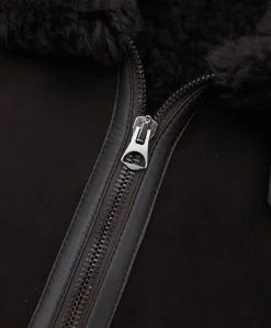 Uomo D'Arienzo Peter - Montone Shearling scamosciato testa di moro uomo collo camicia con fibbia