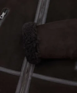 Uomo D'Arienzo Peter - Montone Shearling scamosciato testa di moro uomo collo camicia con fibbia