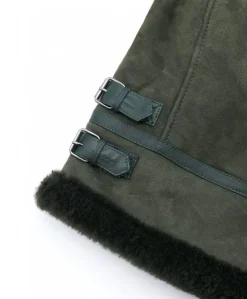 Uomo D'Arienzo Peter - Montone Shearling scamosciato verde uomo collo camicia con fibbia