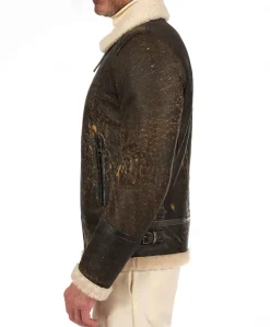 Uomo D'Arienzo Peter - Montone testa di moro Shearling biker uomo collo camicia con fibbia