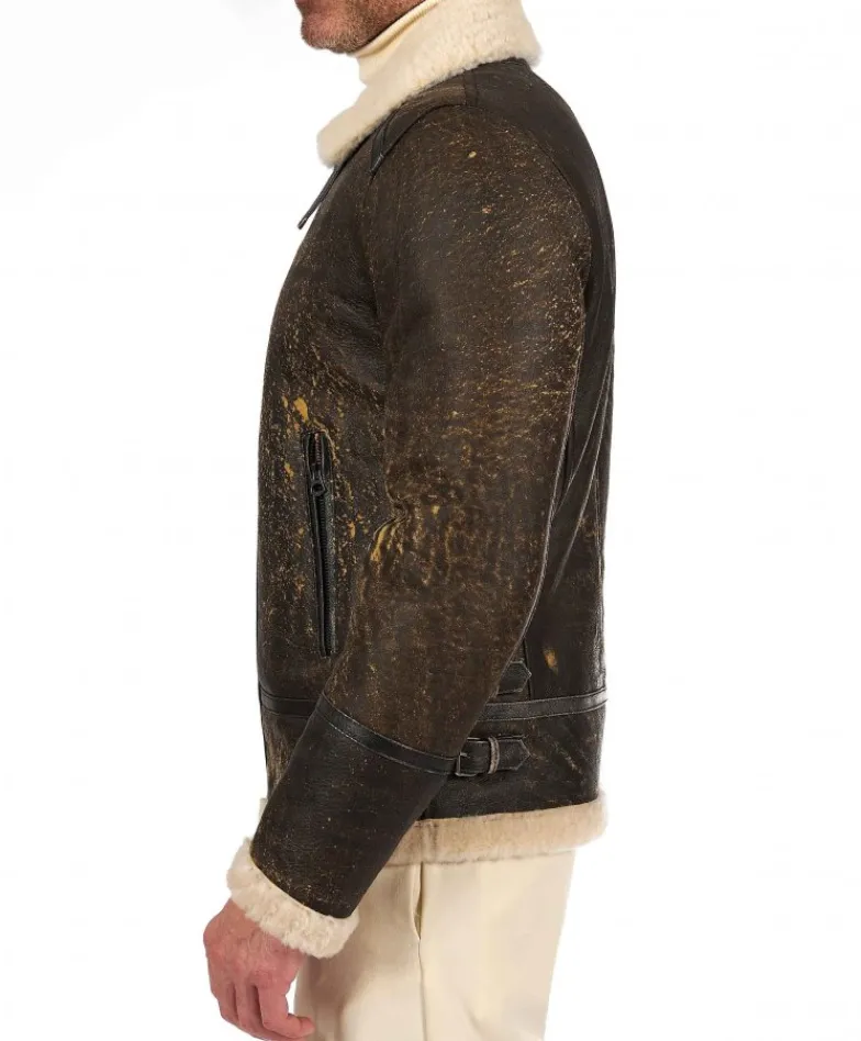Uomo D'Arienzo Peter - Montone testa di moro Shearling biker uomo collo camicia con fibbia