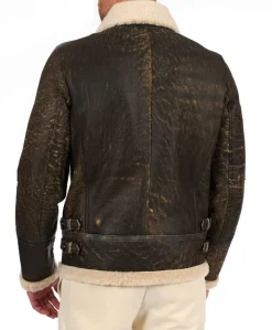 Uomo D'Arienzo Peter - Montone testa di moro Shearling biker uomo collo camicia con fibbia