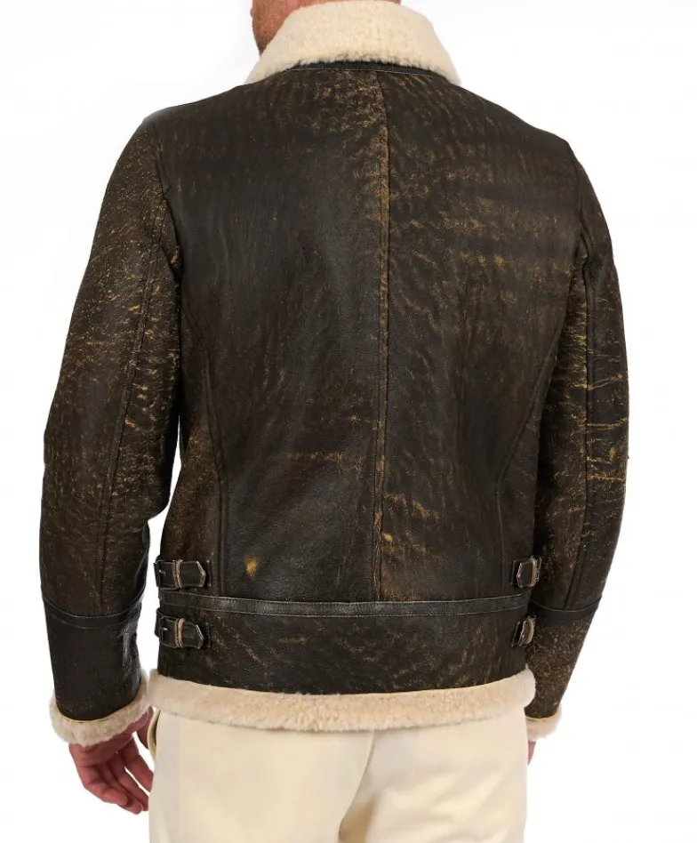 Uomo D'Arienzo Peter - Montone testa di moro Shearling biker uomo collo camicia con fibbia