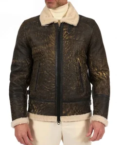 Uomo D'Arienzo Peter - Montone testa di moro Shearling biker uomo collo camicia con fibbia