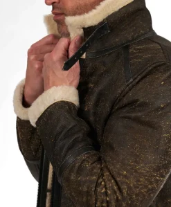 Uomo D'Arienzo Peter - Montone testa di moro Shearling biker uomo collo camicia con fibbia