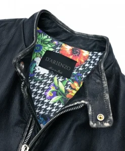 Uomo D'Arienzo Philiphs - Giacca in pelle nera vintage quattro tasche zip