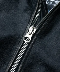 Uomo D'Arienzo Philiphs - Giacca in pelle nera vintage quattro tasche zip