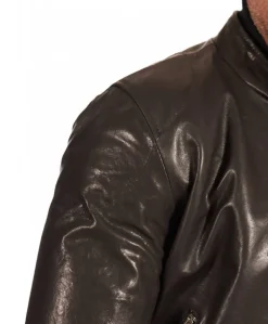 Uomo D'Arienzo Philiphs - Giacca in pelle lavata nera vintage quattro tasche zip