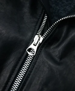 Uomo D'Arienzo Philiphs - Giacca in pelle lavata nera vintage quattro tasche zip