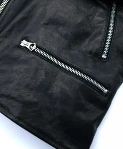 Uomo D'Arienzo Philiphs - Giacca in pelle lavata nera vintage quattro tasche zip