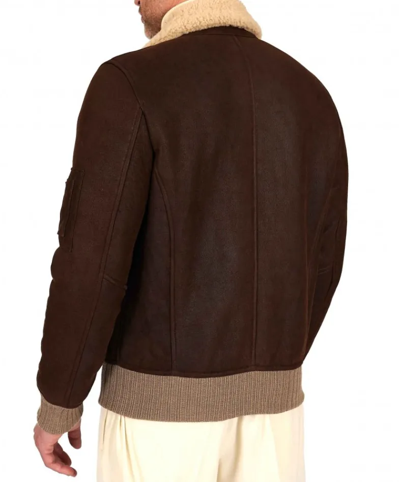 Uomo D'Arienzo Pilot - Montone Shearling testa di moro bomber uomo collo camicia