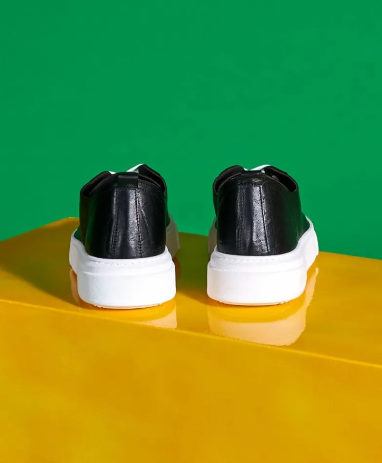 Uomo D'Arienzo Pisa - Sneakers in pelle nera stampa cocco da uomo