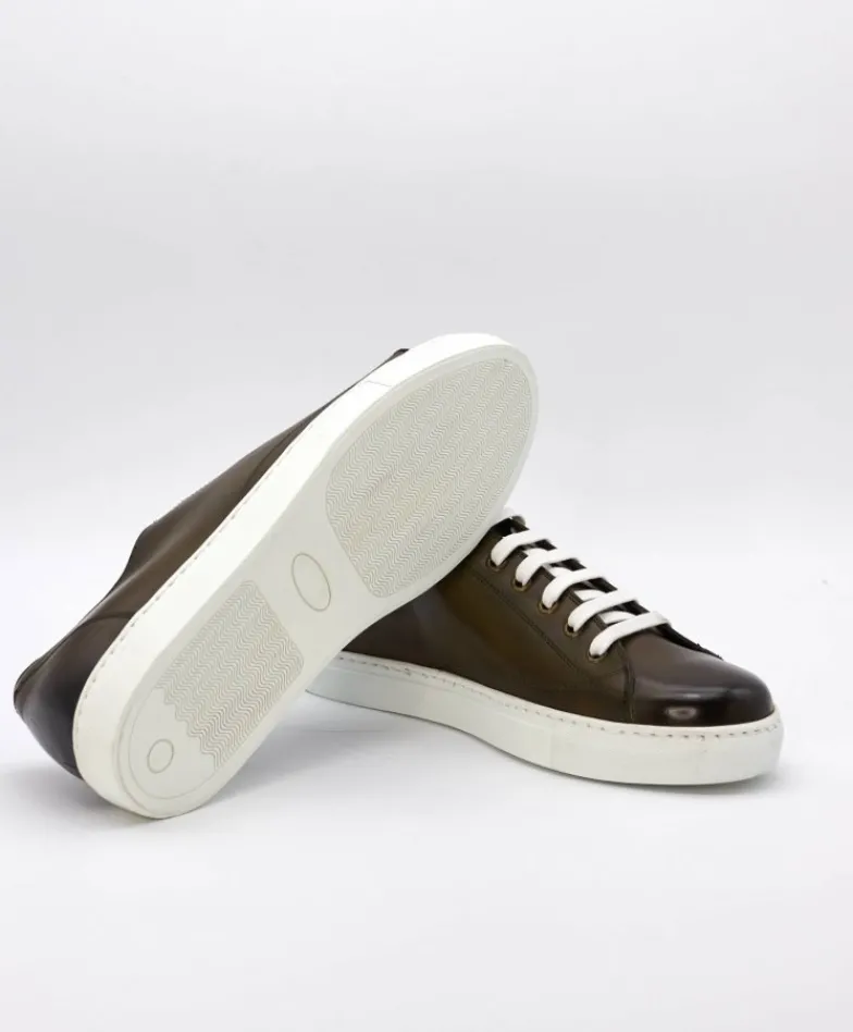 Uomo D'Arienzo Positano - Sneakers in pelle di vitello verde da uomo