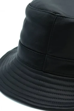 Donna D'Arienzo Riviera - Cappello da donna in pelle nera stile secchiello