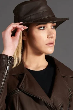 Donna D'Arienzo Riviera - Cappello da donna in pelle testa di moro stile secchiello