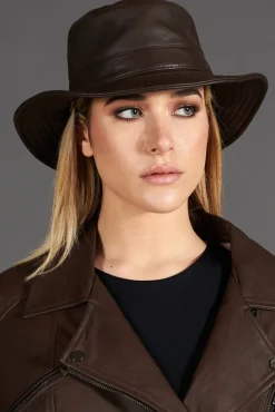 Donna D'Arienzo Riviera - Cappello da donna in pelle testa di moro stile secchiello