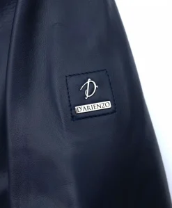 Uomo D'Arienzo Roy - Bomber imbottito in pelle nappa blu collo coreana con cerniera