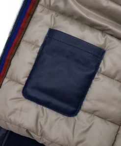Uomo D'Arienzo Roy - Bomber imbottito in pelle nappa blu collo coreana con cerniera