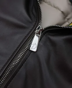 Uomo D'Arienzo Roy - Bomber imbottito in pelle nappa marrone collo coreana con cerniera