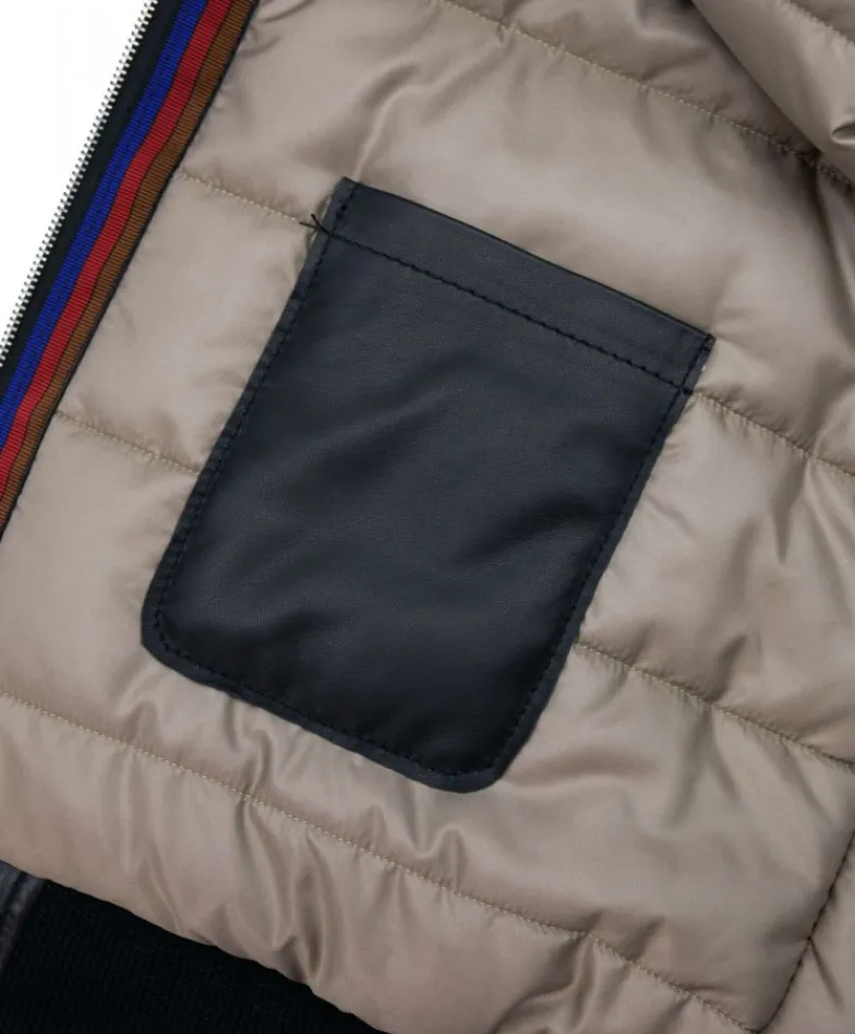 Uomo D'Arienzo Roy - Piumino bomber in pelle nera collo coreana con cerniera