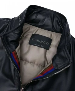 Uomo D'Arienzo Roy - Piumino bomber in pelle nera collo coreana con cerniera