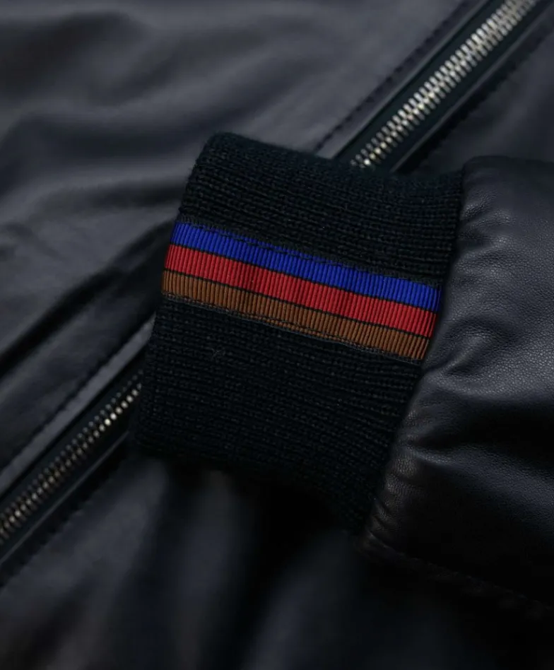 Uomo D'Arienzo Roy - Piumino bomber in pelle nera collo coreana con cerniera