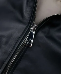 Uomo D'Arienzo Roy - Piumino bomber in pelle nera collo coreana con cerniera